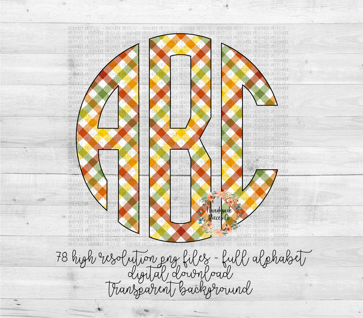 Autumn Plaid Monogram, Bright Diagonal - Multiple Styles - Digital Download