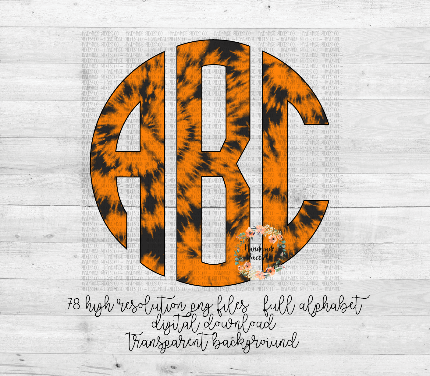 Halloween Tie Dye Monogram, Orange - Multiple Styles - Digital Download