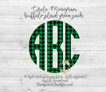 Buffalo Plaid, Green Monogram - Multiple Styles - Digital Download