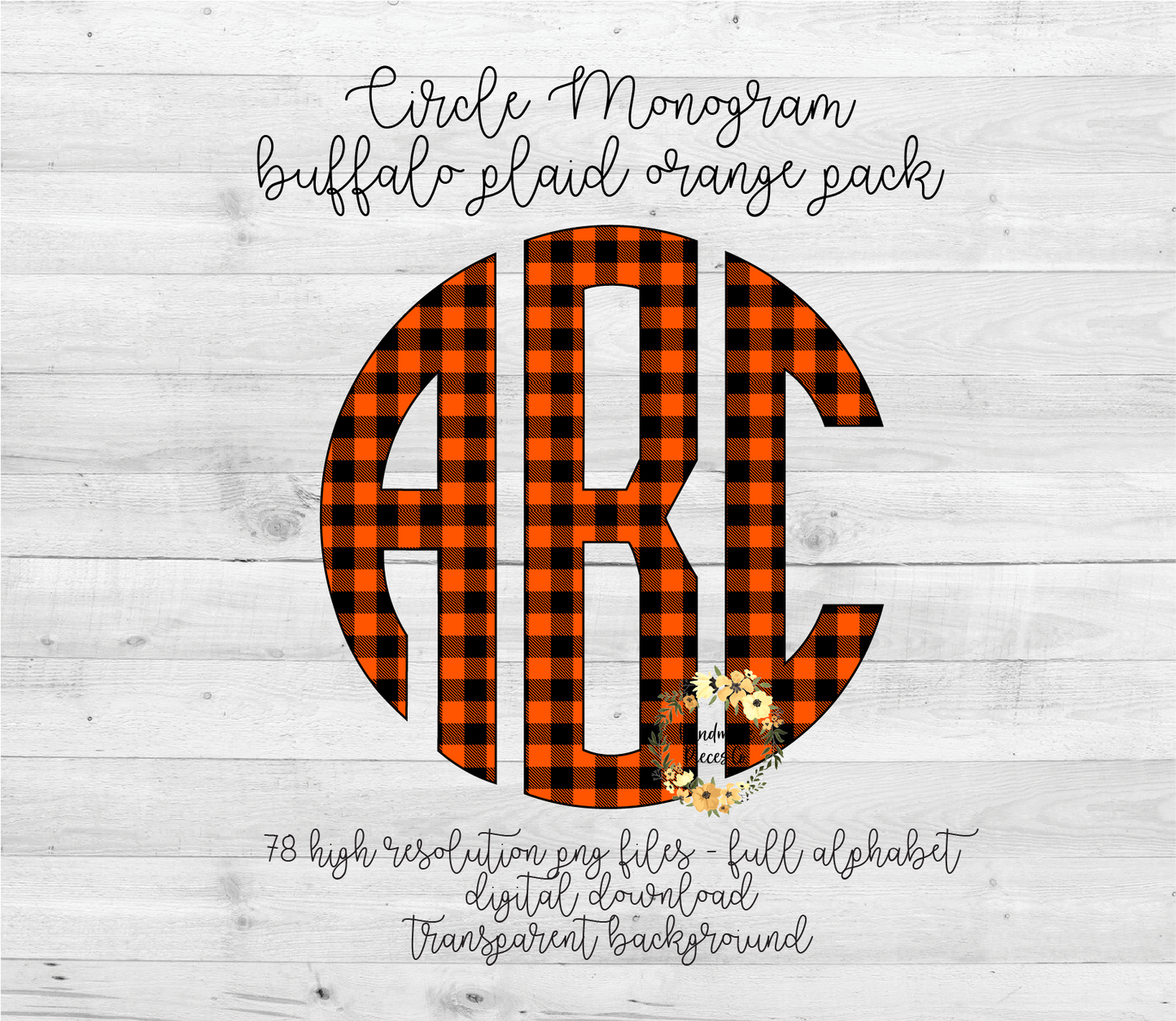 Buffalo Plaid, Orange Monogram - Multiple Styles - Digital Download
