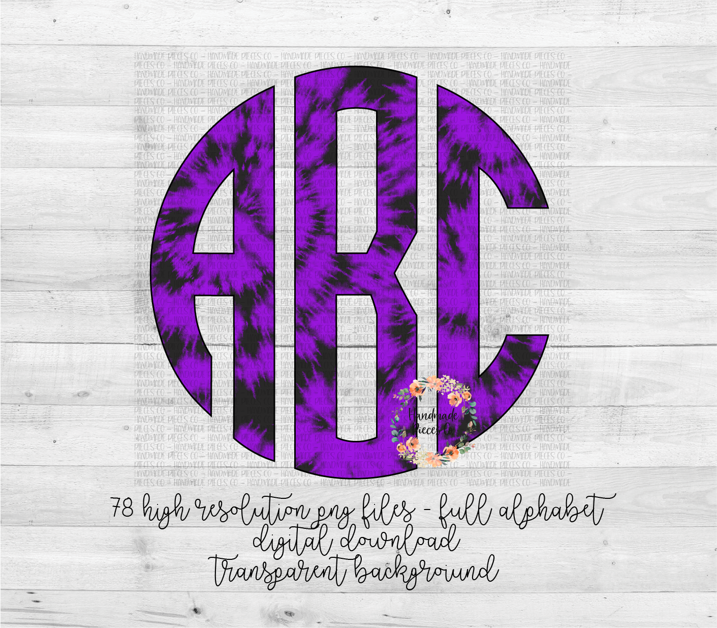 Halloween Tie Dye Monogram, Purple - Multiple Styles - Digital Download