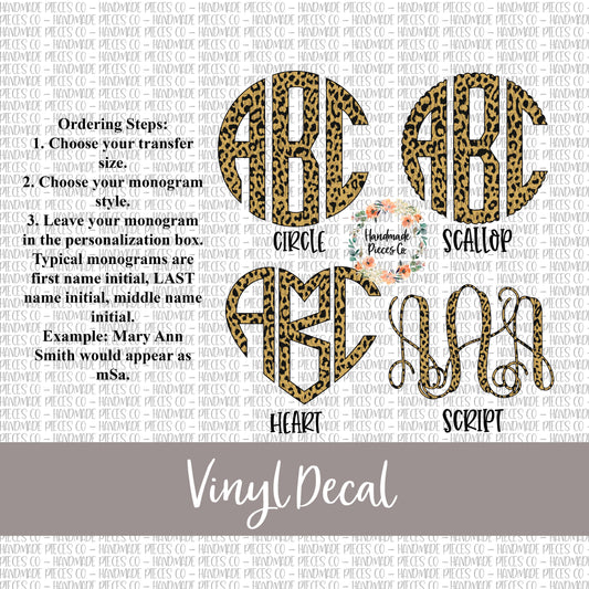 Cheetah Monogram Vinyl Decal