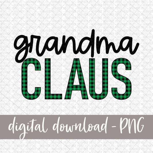 Grandma Claus, Green Buffalo Plaid - Digital Download