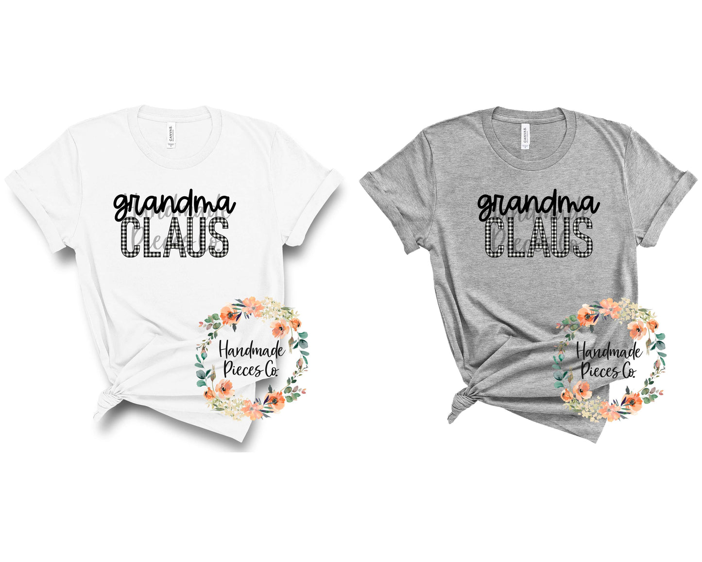 Grandma Claus, White Black Buffalo Plaid - Digital Download