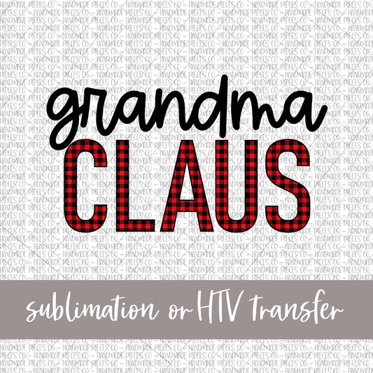 Grandma Claus, Red Buffalo Plaid - Sublimation or HTV Transfer