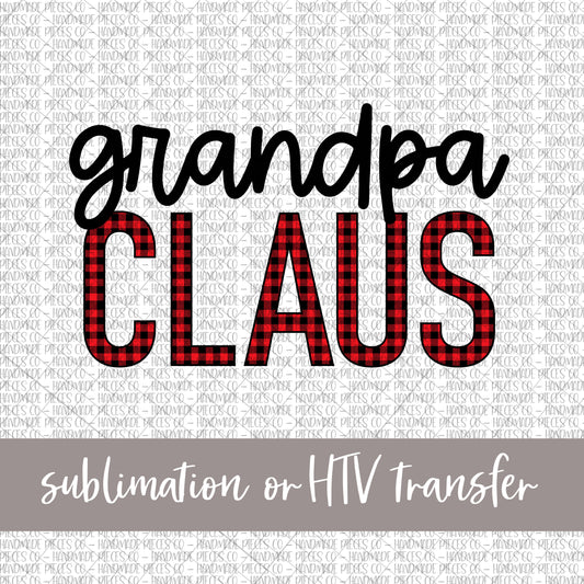 Grandpa Claus, Red Buffalo Plaid - Sublimation or HTV Transfer