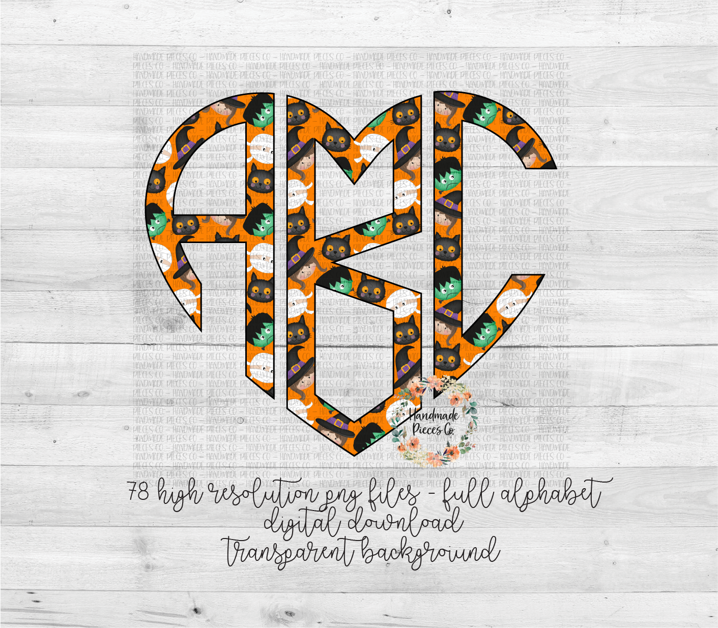 Halloween Monogram, Pattern 3 - Multiple Styles - Digital Download