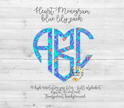 Blue Lily Monogram - Multiple Styles - Digital Download