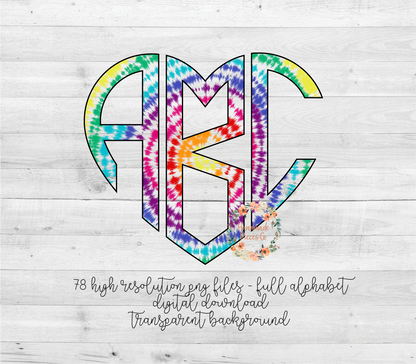 Tie Dye Monogram, Version 2 - Multiple Styles - Digital Download