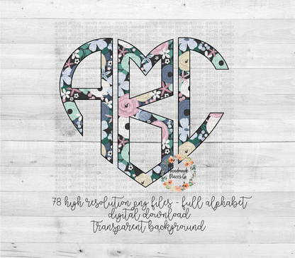 Cozy Day Floral Monogram - Multiple Styles - Digital Download
