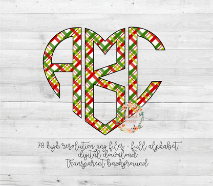 Christmas Plaid Monogram - Multiple Styles - Digital Download