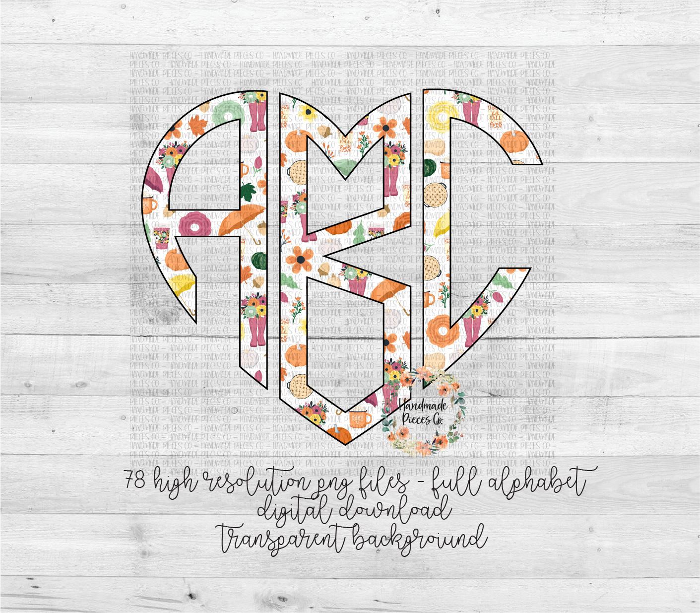 Fall Collage Monogram - Multiple Styles - Digital Download