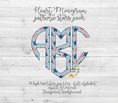 Patriotic Stars Monogram - Multiple Styles - Digital Download