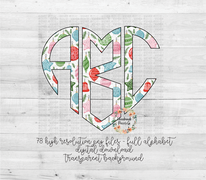 Christmas Ornament Monogram - Multiple Styles - Digital Download