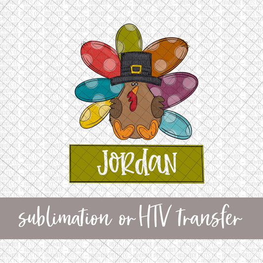 Turkey with Name - Sublimation or HTV Transfer
