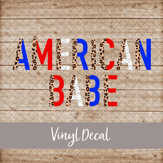 American Babe Vinyl Decal, Leopard and Patriotic
