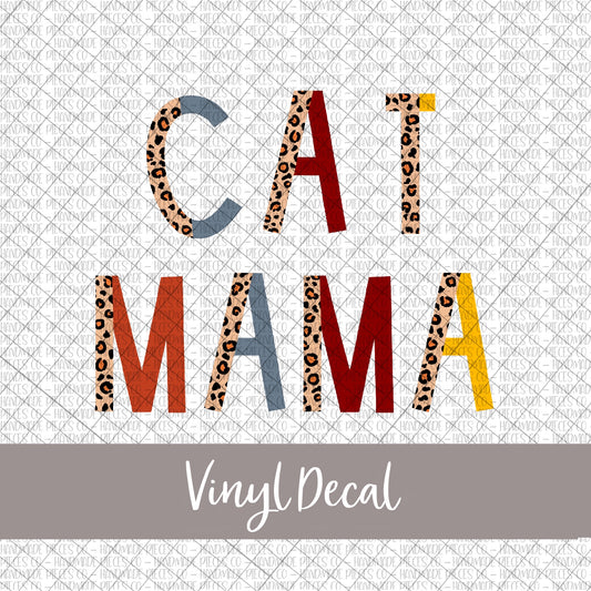 Cat Mama Vinyl Decal, Leopard and Boho