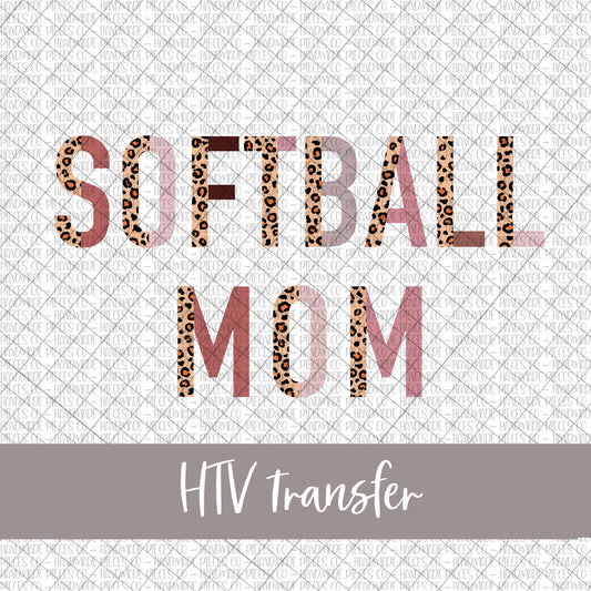 Softball Mom, Leopard and Boho - HTV Transfer