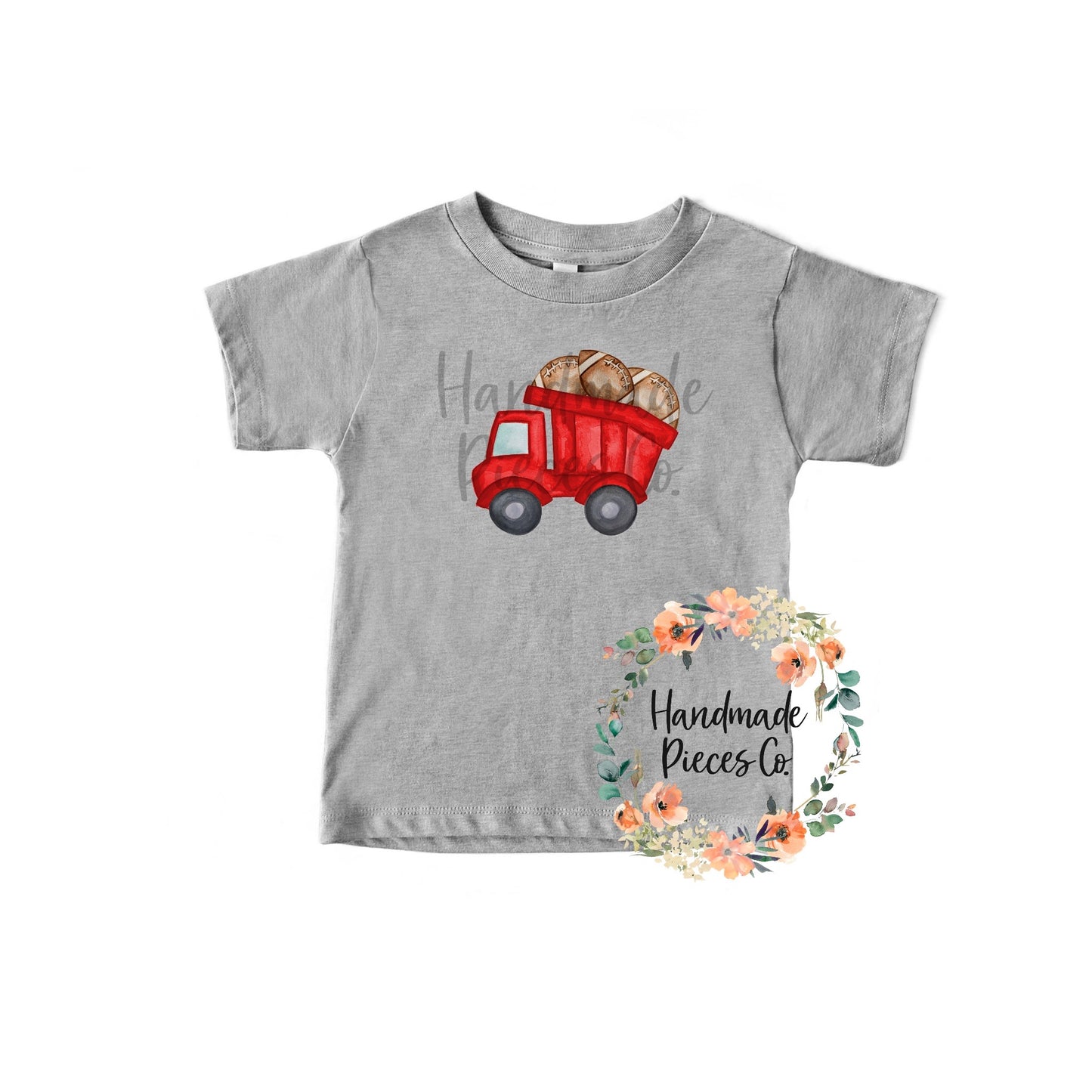 Football Dump Truck, Red - Sublimation or HTV Transfer
