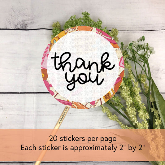 Thank You - Packaging Sticker, Retro Summer Theme