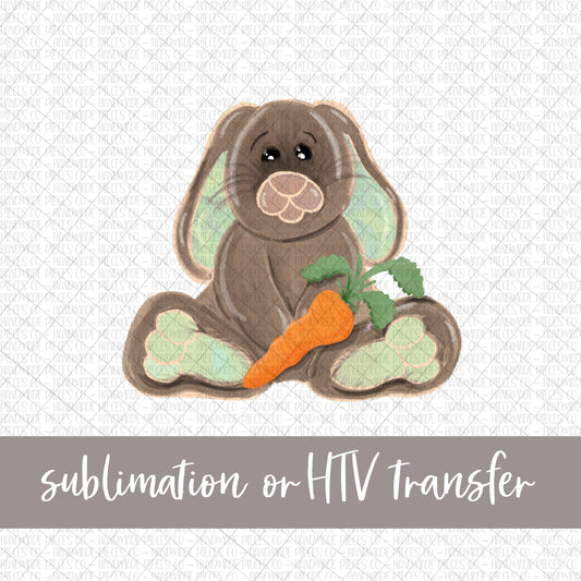 Bunny with Carrot, Watercolor Green - Sublimation or HTV Transfer