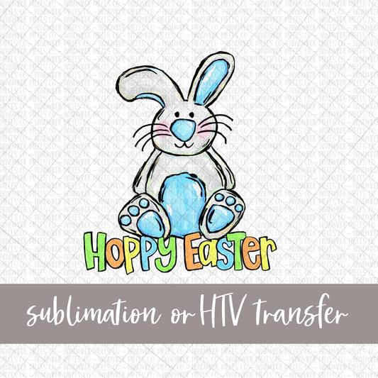 Bunny Blue, Hoppy Easter - Sublimation or HTV Transfer