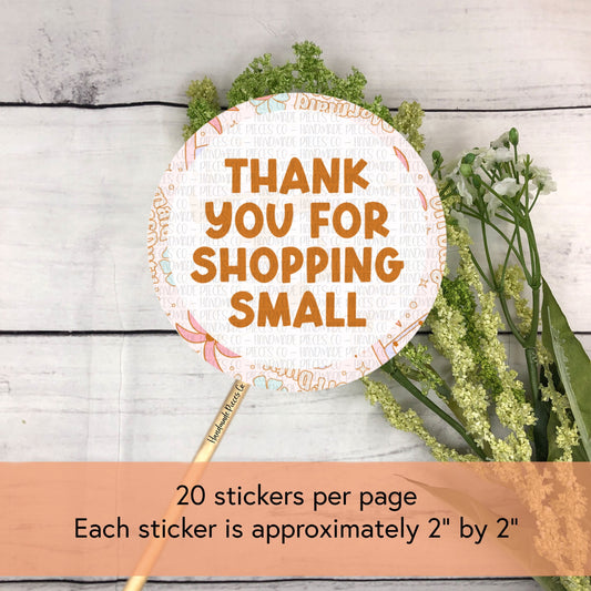 Thank You for Shopping Small - Packaging Sticker, Retro Summer Theme