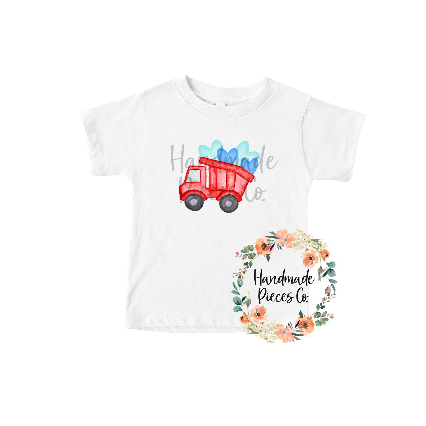 Dump truck with Hearts - Sublimation or HTV Transfer