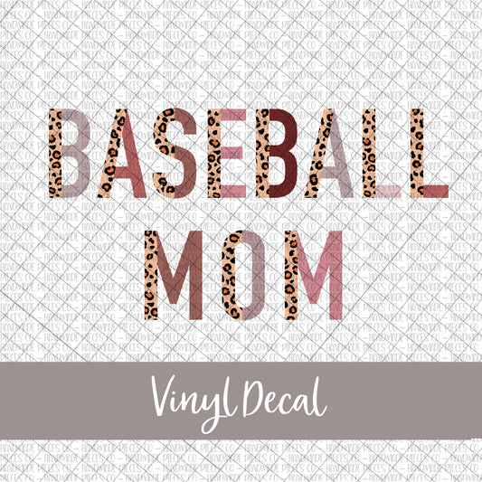 Baseball Mom Vinyl Decal, Leopard and Boho