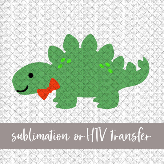 Stegosaurus Dinosaur, Bow tie - Sublimation or HTV Transfer