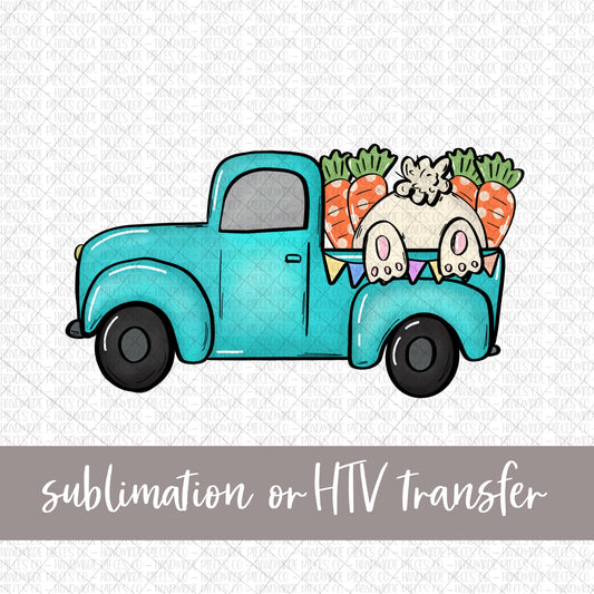 Bunny in Truck, Side View - Sublimation or HTV Transfer