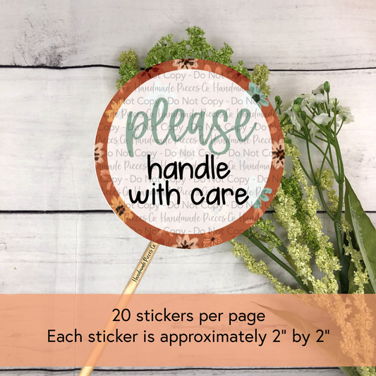 Please Handle with Care - Packaging Sticker, So Thankful Theme