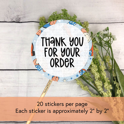 Thank You for Your Order - Packaging Sticker, America Theme