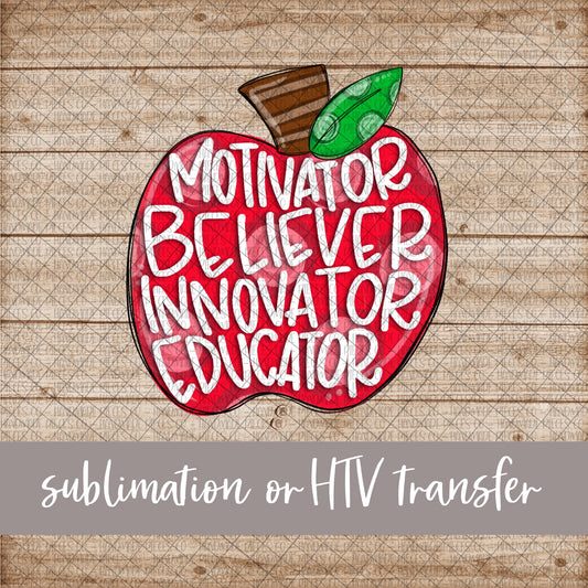 Apple, Educator - Sublimation or HTV Transfer