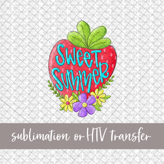 Strawberry with Florals, Sweet Summer - Sublimation or HTV Transfer