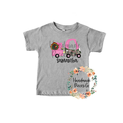 Hunting Coupe with Turkey, Pink - Name Optional - Sublimation or HTV Transfer