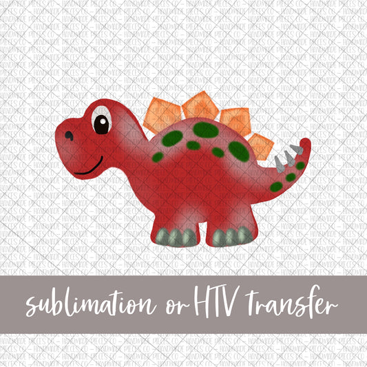 Stegosaurus Dinosaur, Red - Sublimation or HTV Transfer