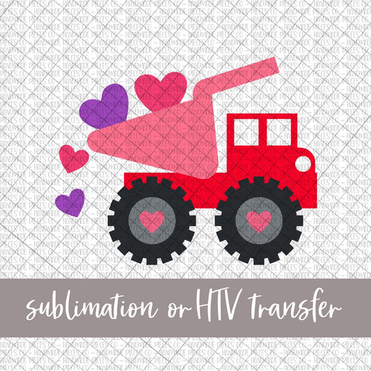 Valentine’s Day Dump Truck, Hearts - Sublimation or HTV Transfer