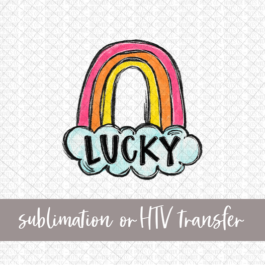 Pink Rainbow, Lucky - Sublimation or HTV Transfer