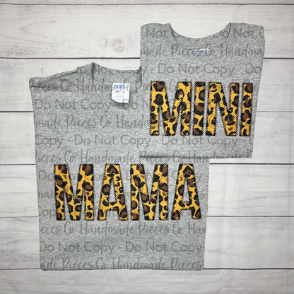Mama/Mini Embroidered Applique, Block Font - Youth/Adult TShirt