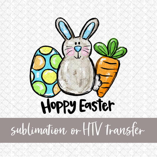 Bunny, Egg, and Carrot - Hoppy Easter - Sublimation or HTV Transfer