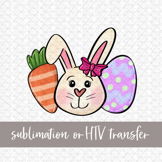 Carrot Bunny Egg Trio, Pink - Sublimation or HTV Transfer