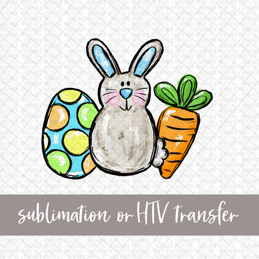 Bunny, Egg, and Carrot - Sublimation or HTV Transfer