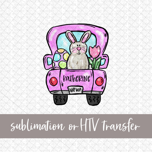 Bunny, Egg, and Tulip; Truck with Name - Sublimation or HTV Transfer