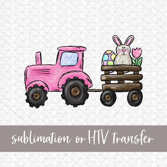 Easter Tractor, Pink - Sublimation or HTV Transfer