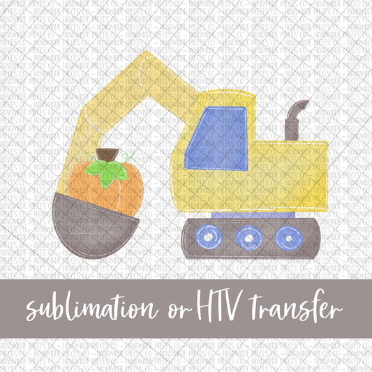 Excavator, Pumpkin - Sublimation or HTV Transfer