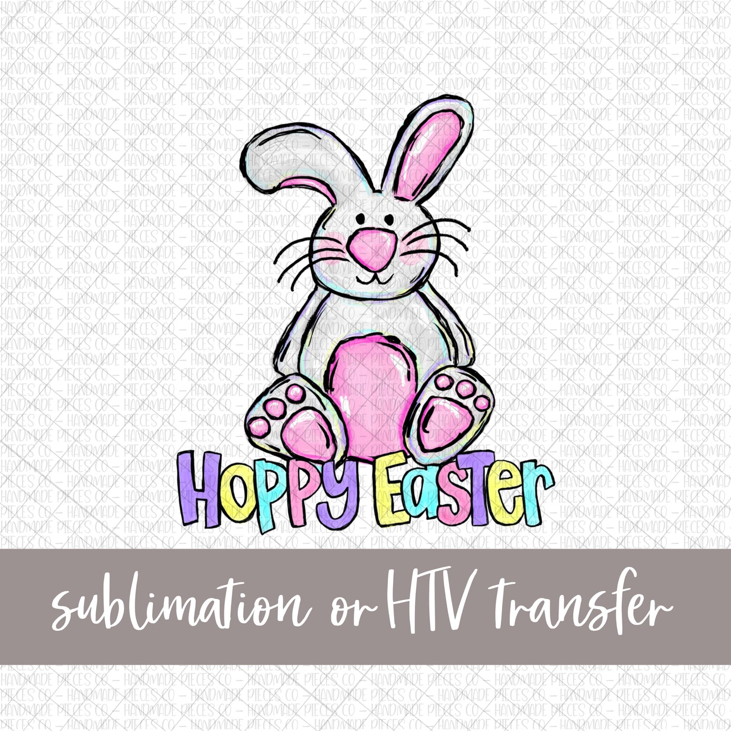 Bunny Pink, Hoppy Easter - Sublimation or HTV Transfer