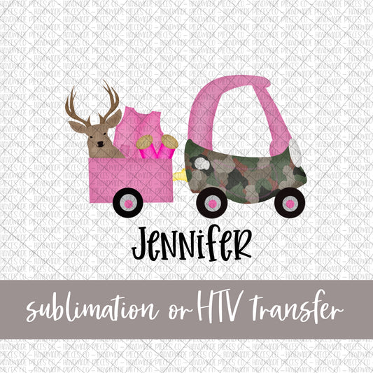 Hunting Coupe with Deer, Pink - Name Optional - Sublimation or HTV Transfer