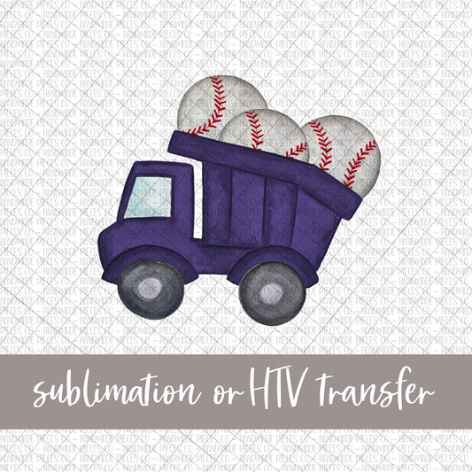 Baseball Dump Truck, Navy Blue - Sublimation or HTV Transfer