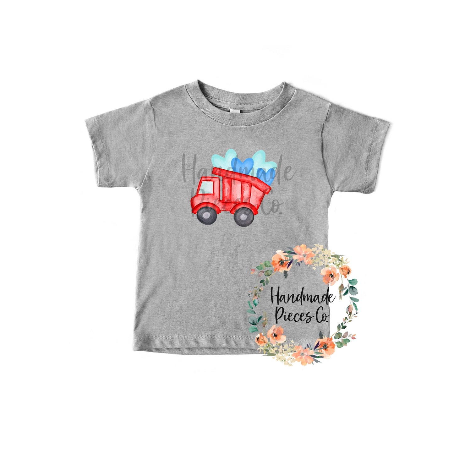 Dump truck with Hearts - Sublimation or HTV Transfer